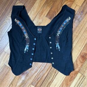 Vintage Retro Harley Davidson Women’s Vest Size Small 100% Cotton Button Closure